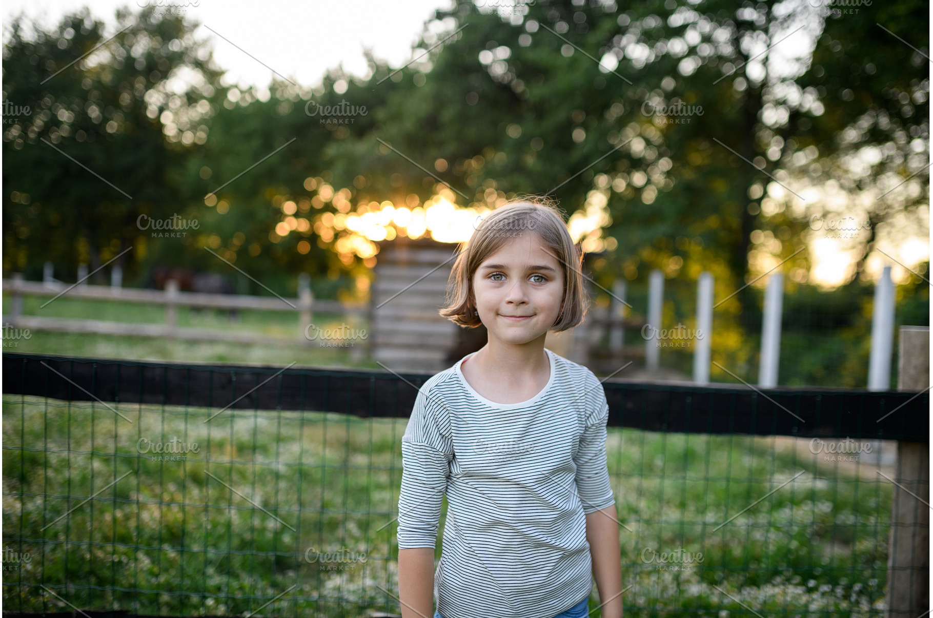 Beautiful young girl standing on, a Nature Photo by HalfPoint