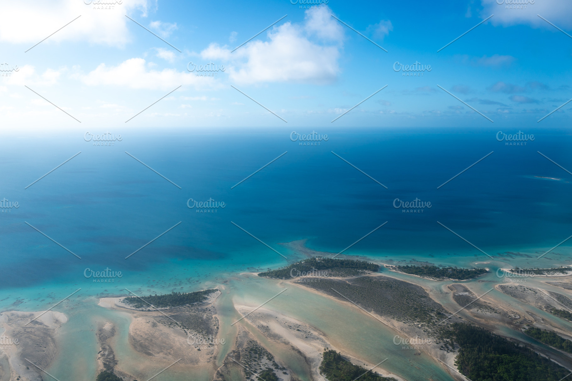Aerial view of a motu in Tikehau Atoll, French Polynesia, a Nature Photo by GoodGoods