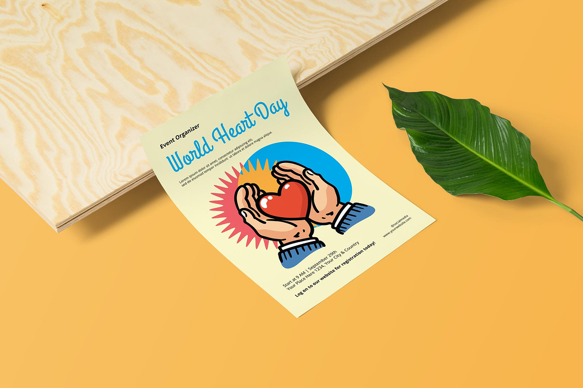 World Heart Day Poster/ Flyer, a Flyer Template by Juru Rancang Graphic (Photo 2 of 3)