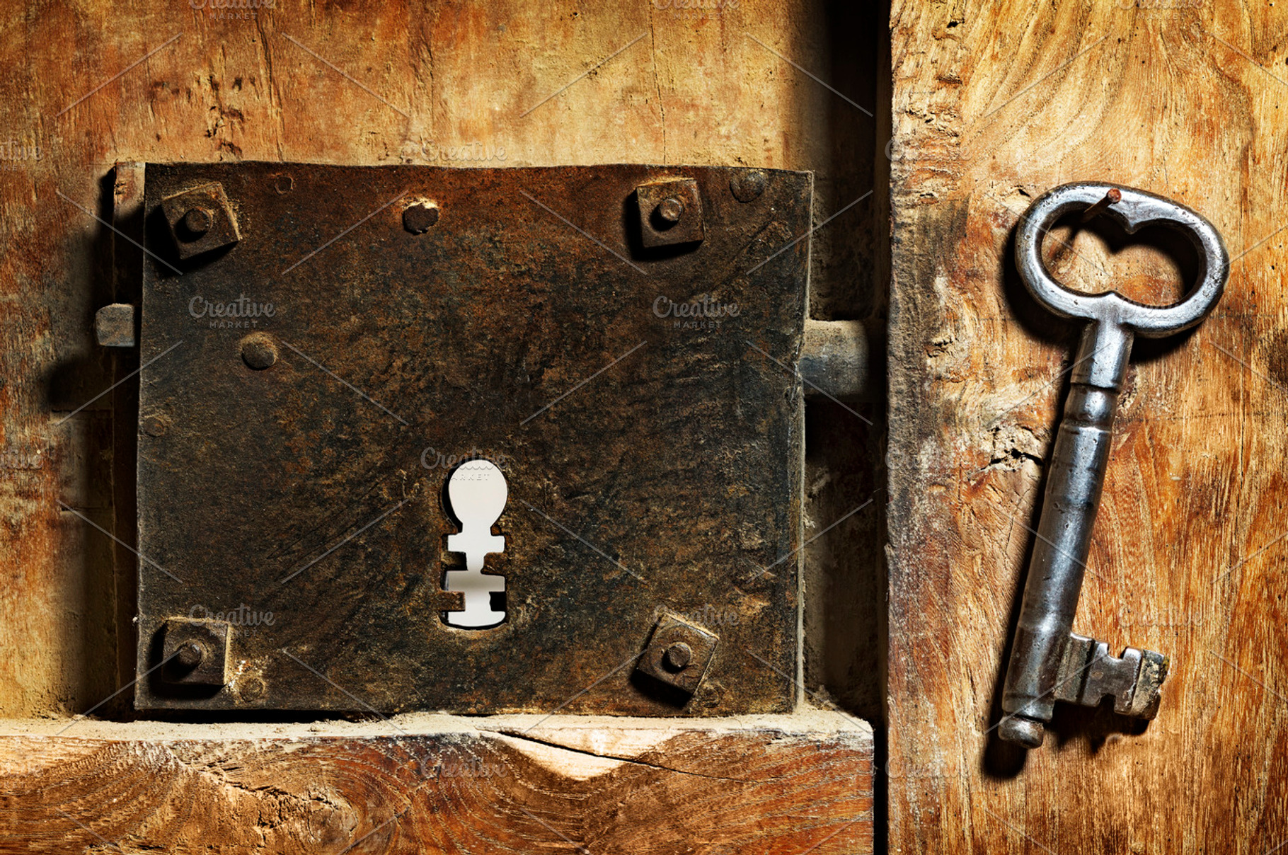 keyhole old with antique key, a Photo by Genaro Diaz photographs