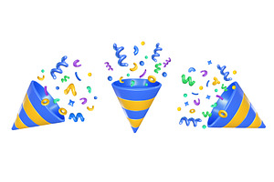 Party popper 3d icon. Birthday, an Object Illustration by winwin.art