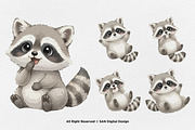 15 Bundle Watercolor Cute Raccoon, an Animal Illustration by Morspective (Thumbnail 7 of 8)
