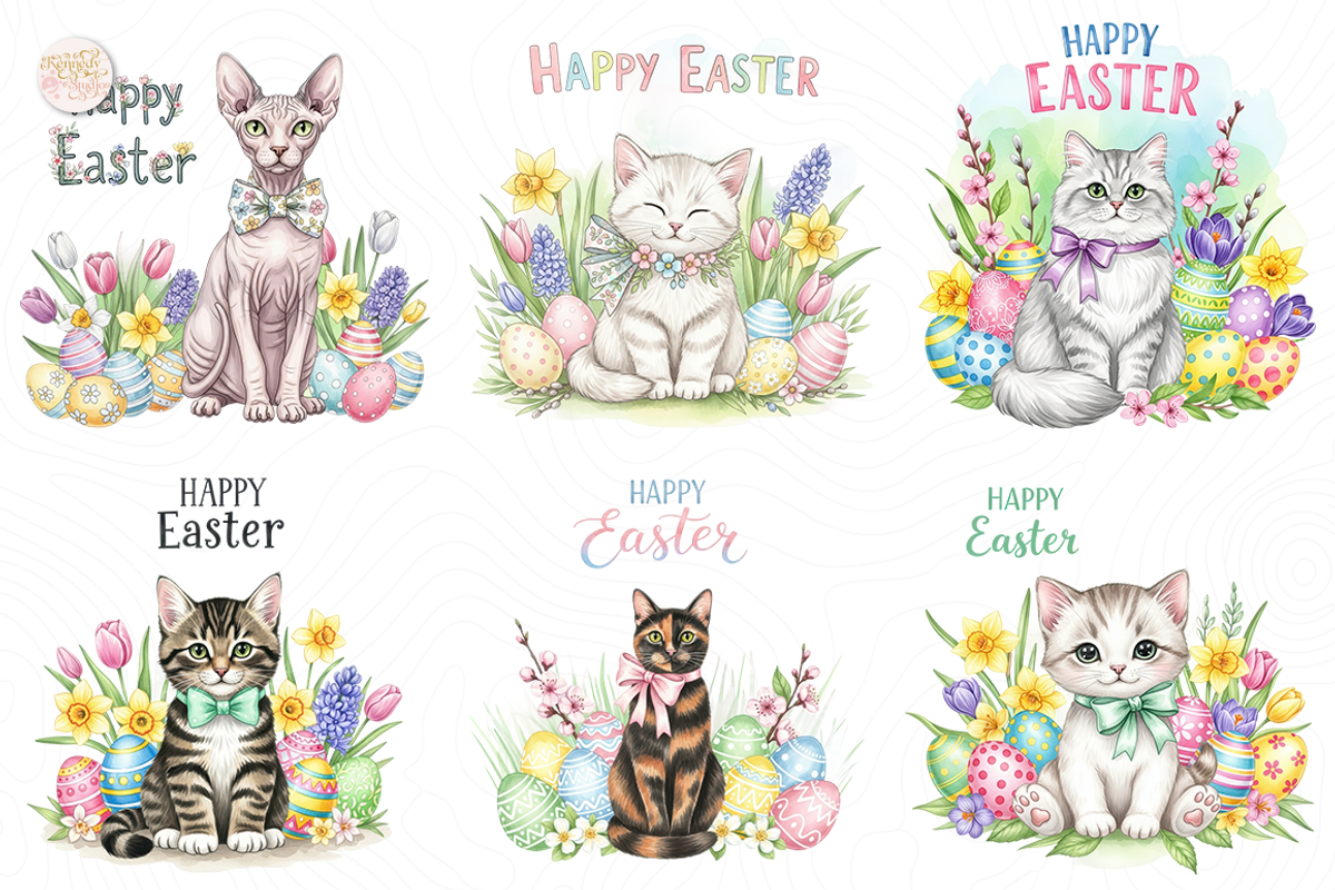 Easter Cat PNG Clipart Cute Kittens., an Animal Illustration by KennedyStudio (Photo 3 of 5)