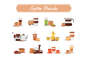 Coffee Drinks Vector Objects Set