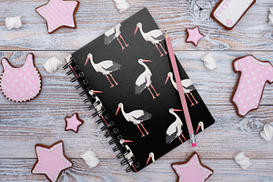 Watercolor Stork Set