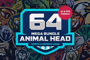 64 ANIMAL HEAD SPORT MASCOT DESIGNS