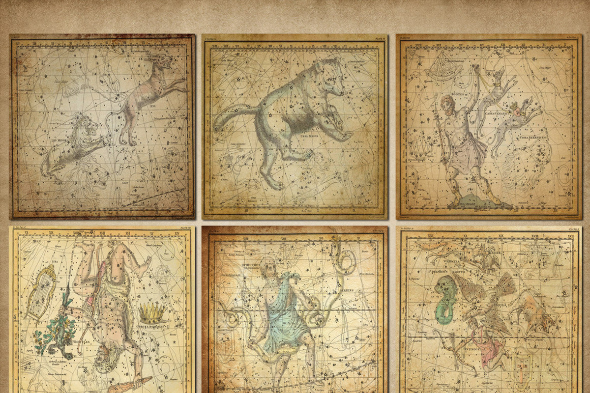 Antique Star Maps Backgrounds, a Texture Graphic by Digital Curio (Photo 2 of 5)