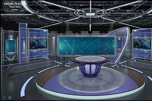 Virtual TV Studio News Set 5