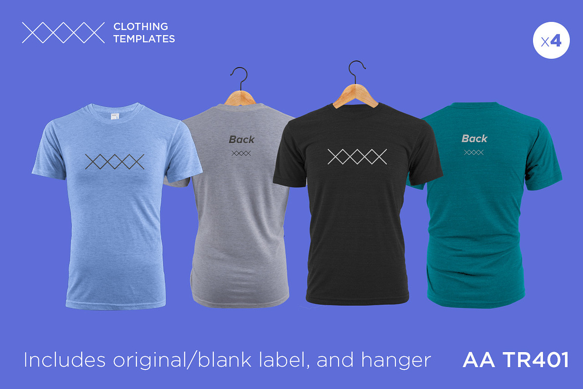 AA TR401 - Blank T-shirt mock up set, a Shirt Mockup by Clothing Templates (Photo 2 of 3)