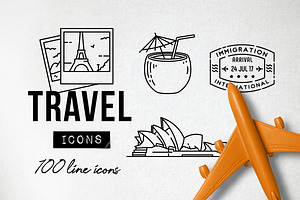 100 Travel Icons Set - Expanded