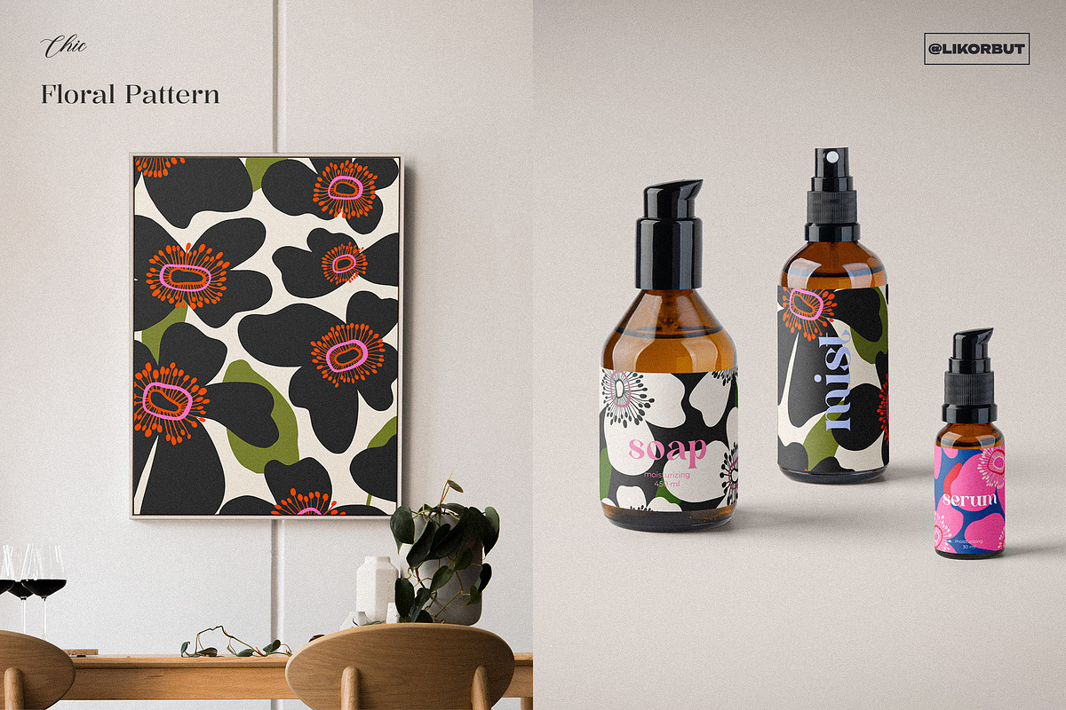 Bold Abstract Modern Flowers Pattern, a Pattern Graphic by likorbut (Photo 7 of 12)