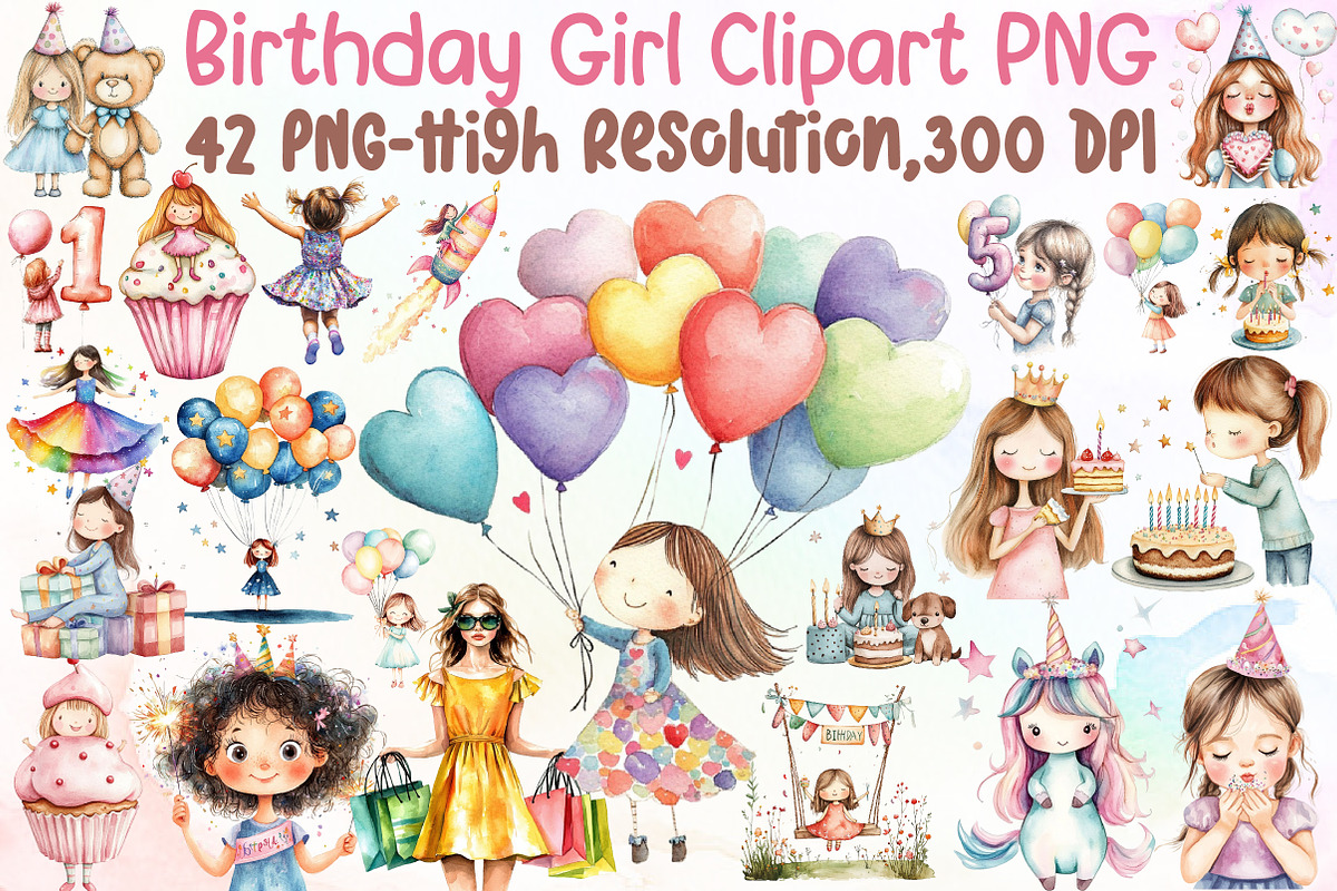 Birthday Girl Clipart, an Illustration by Sublimation Artist (Photo 1 of 6)