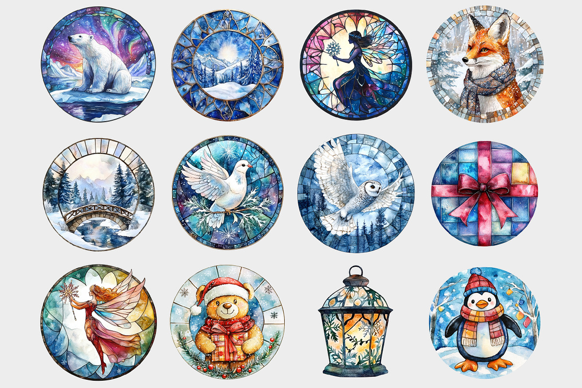 Winter Stained Glass Clipart, a Seasonal Illustration by Design Market (Photo 2 of 5)
