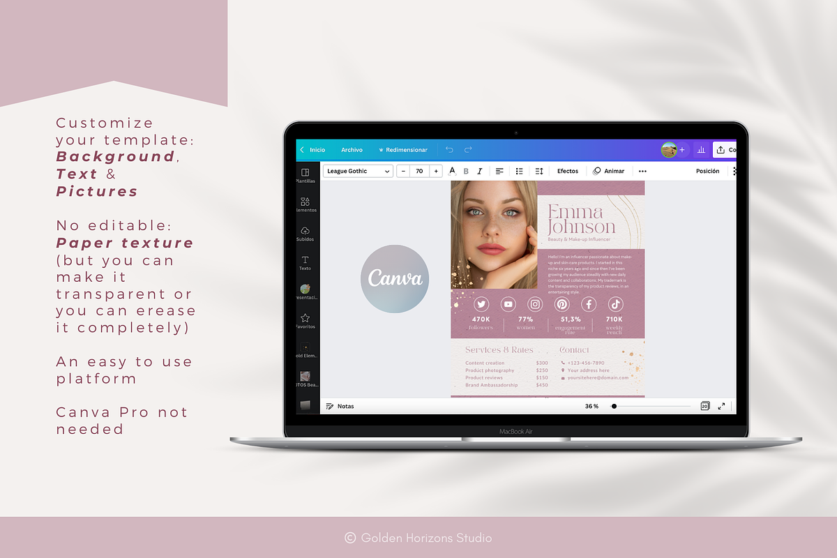 Beauty Influencer Media Kit Pink, a Resume Template by Golden Horizons Studio (Photo 8 of 11)