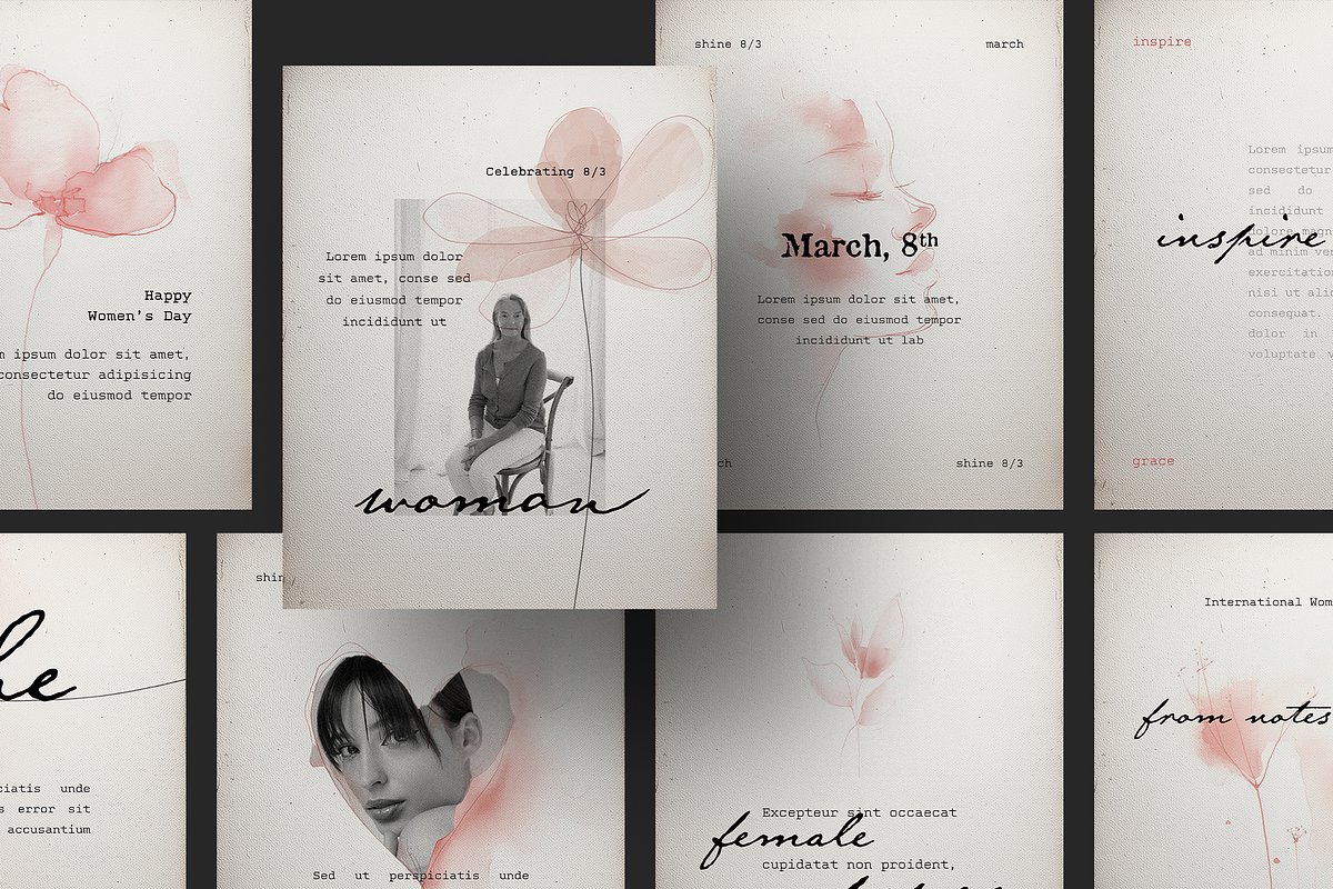 Soft Feminine Social Media Templates, a Social Media Template by Filip Studio (Photo 1 of 7)