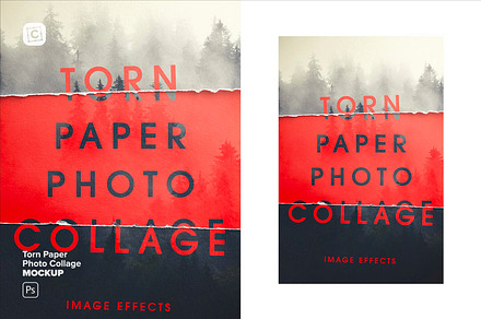 Torn Paper Photo Collage Mockup