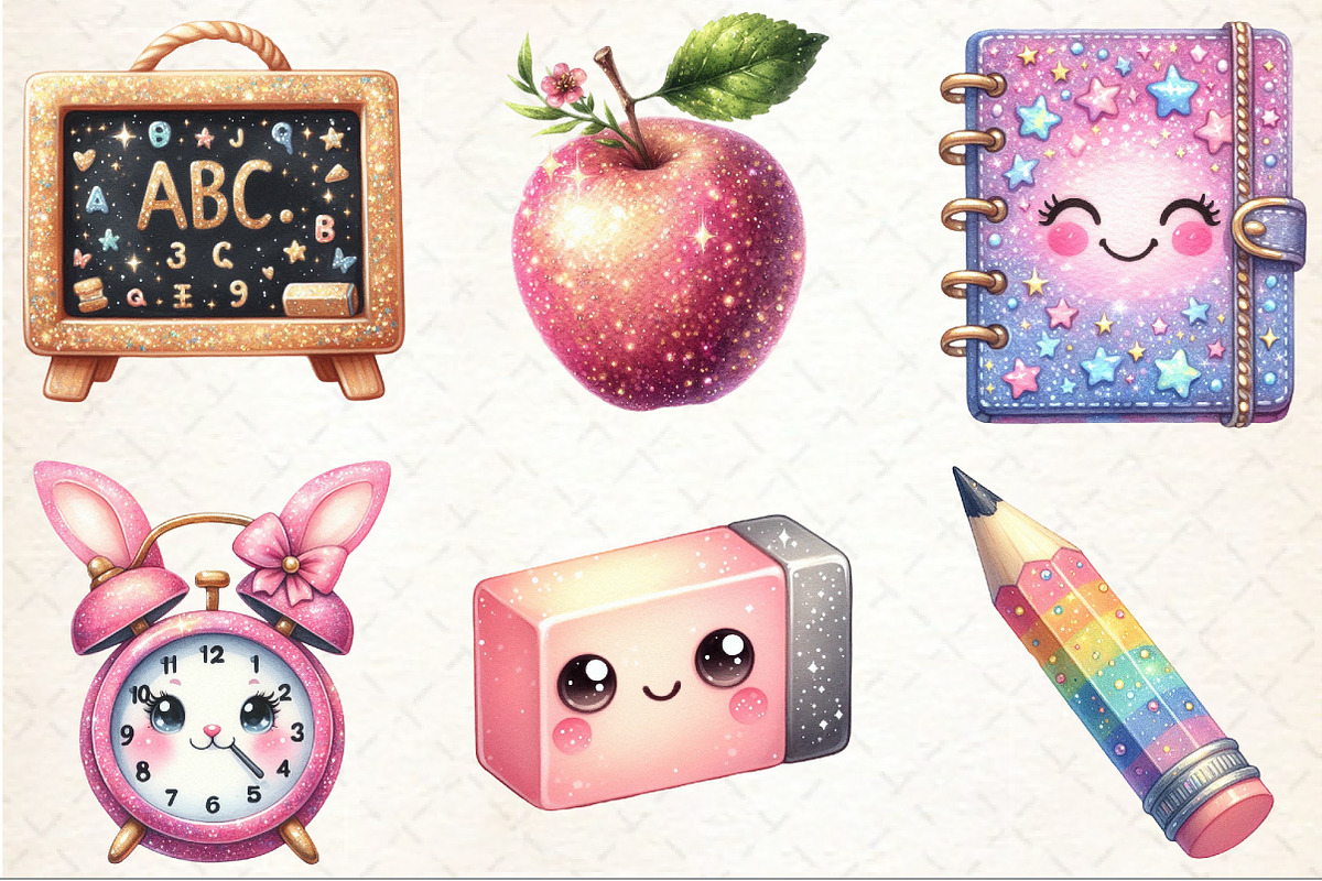 Cute Glitter Back to School Clipart, an Illustration by Rose Art (Photo 3 of 7)