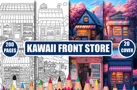 Kawaii Front Store Coloring Book, an Animal Illustration by Design Home