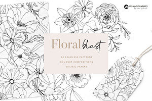 Floral Seamless Pattern Bouquets