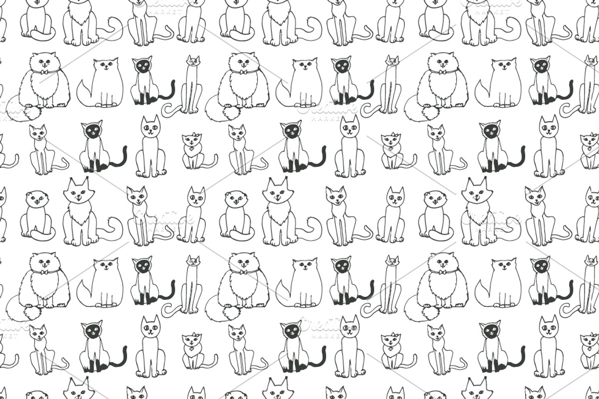 seamless pattern with cats preview 2