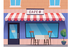 City cafe. exterior of urban cafe, an Object Illustration by Onyx