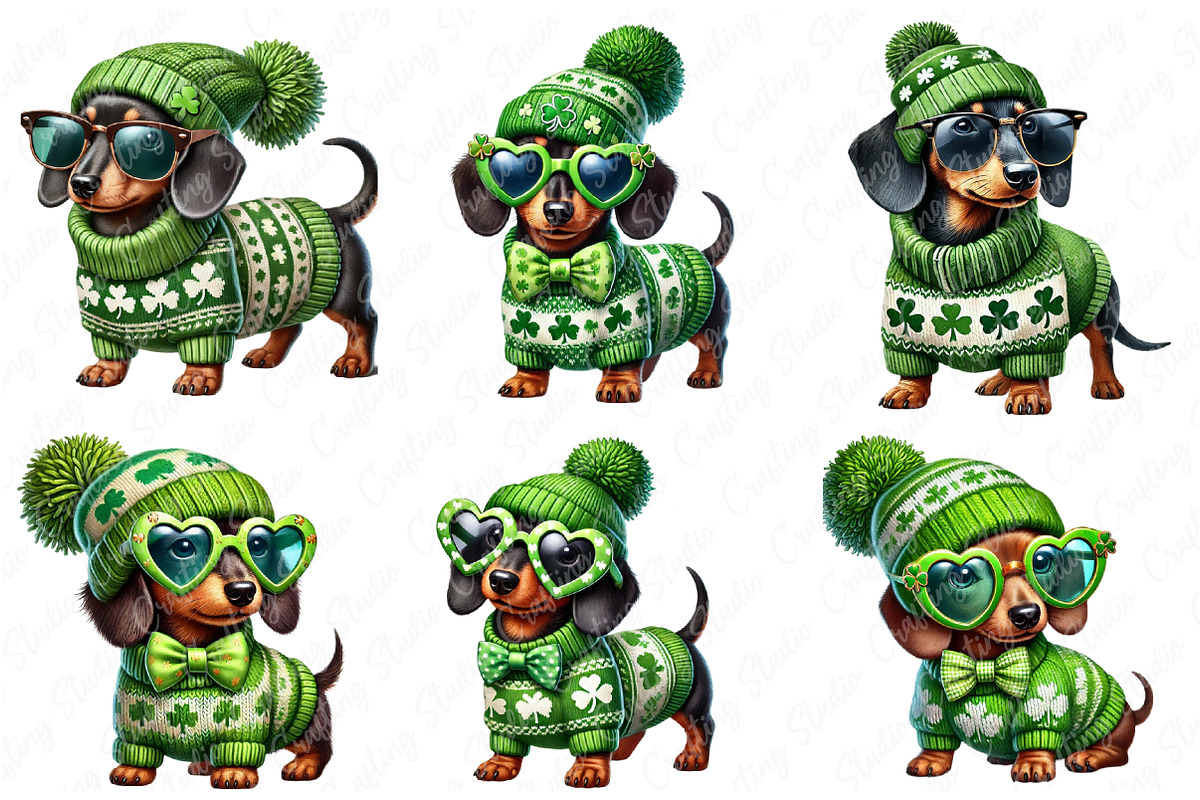 St. Patrick’s Day Dachshund Dog Png, an Illustration by Watercolor design (Photo 3 of 4)