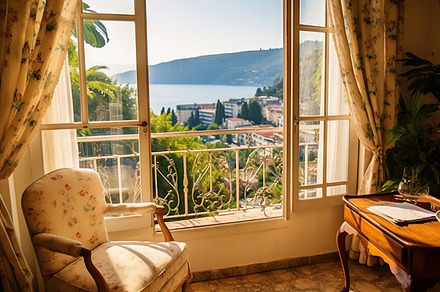 Luxury hotel room with panoramic view of the Bay of Kotor, Monte, a Holiday Photo by AS photostudio