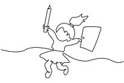 Happy small girl pupil jumping with, a Person Illustration by Valenty (Thumbnail 1 of 3)