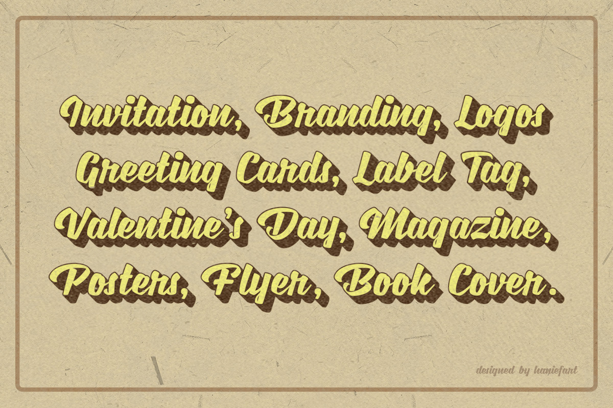Jostena - Script Font With Extrude, a Script Font by haniefart (Photo 3 of 11)