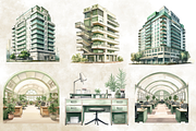 Watercolor Sage Green Office Clipart, an Illustration by NadiaTheronArt (Thumbnail 4 of 5)