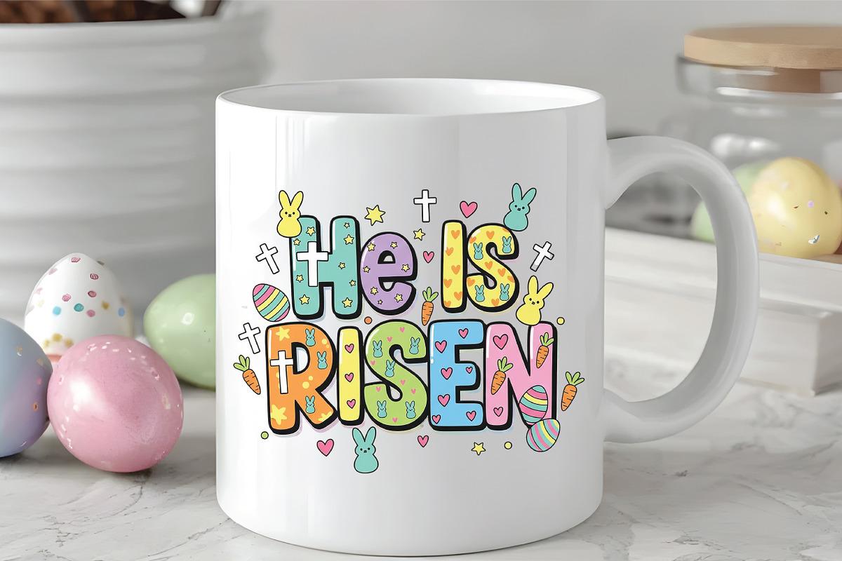 Colorful He Is Risen Easter PNG, an Illustration by CraftArtStudio (Photo 2 of 4)