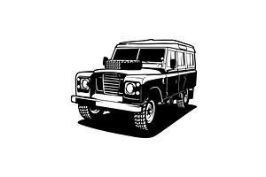 Land Rover 80 - Classic Car, Stencil, an Illustration by Digital-Clipart