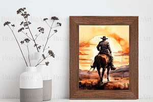 Watercolor Cowboy Clipart, Hat, Boot