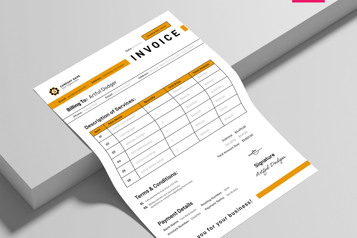 Invoice Template Layout, a Stationery Template by ContestDesign (Photo 2 of 3)
