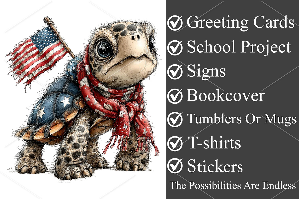 Whimsical 4th of July Animals PNG, a Seasonal Illustration by Canvas Craft (Photo 3 of 7)