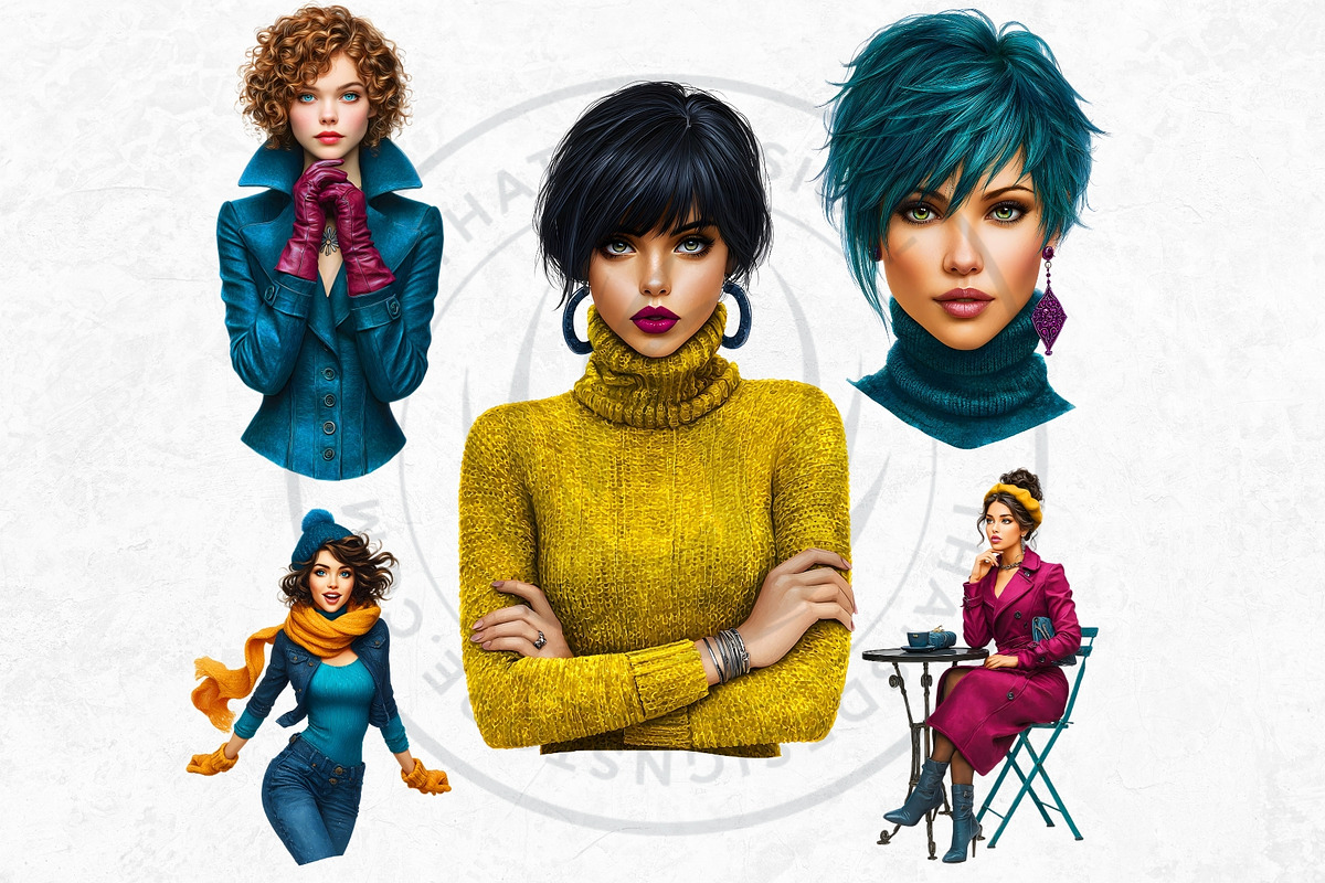 Modern Winter girls cliparts, a Seasonal Illustration by ThatsDesignArt (Photo 17 of 18)