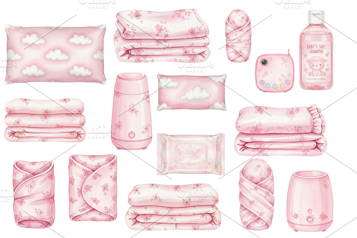 Coquette Baby Girl Nursery Clipart, an Illustration by Stellalunarts (Photo 2 of 3)