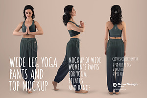 Wide Leg Pants Mockups and Top Yoga