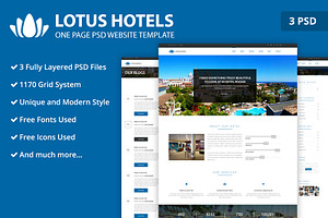 One Page Hotels PSD Website Template