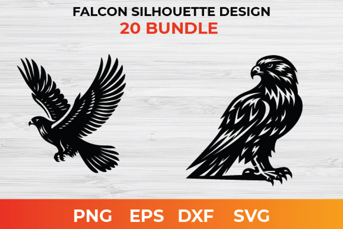 Falcon Silhouette Design bundle, an Animal Illustration by bossdesigner (Photo 2 of 3)