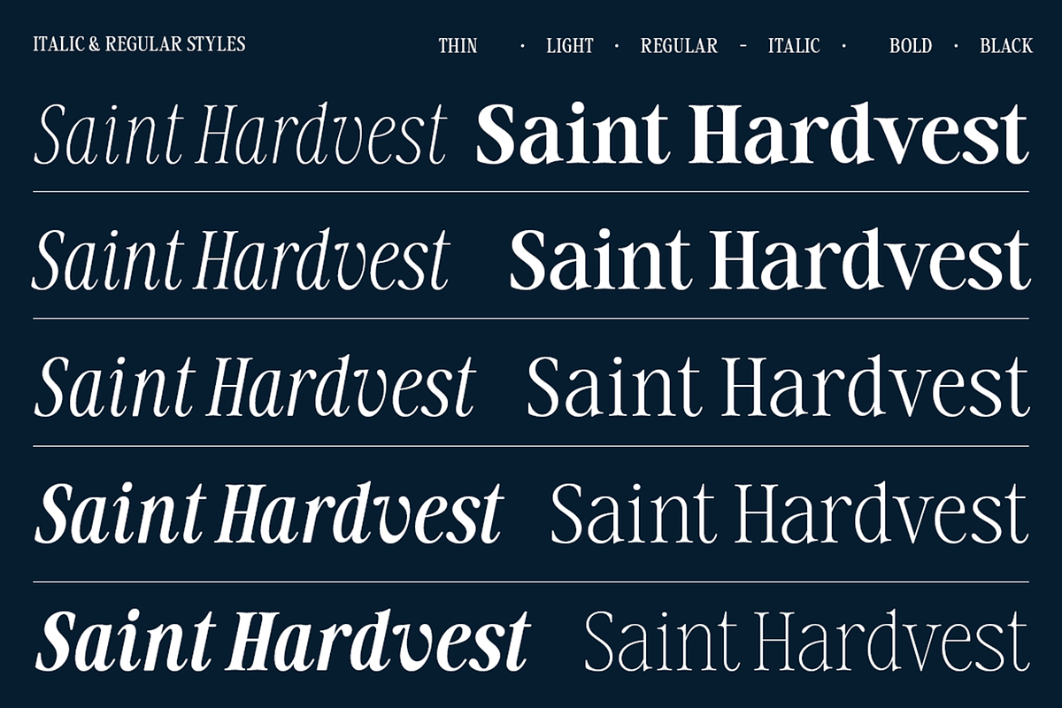 Saint Hardvest – High Contrast Serif, a Serif Font by roomspace creative lab (Photo 2 of 11)