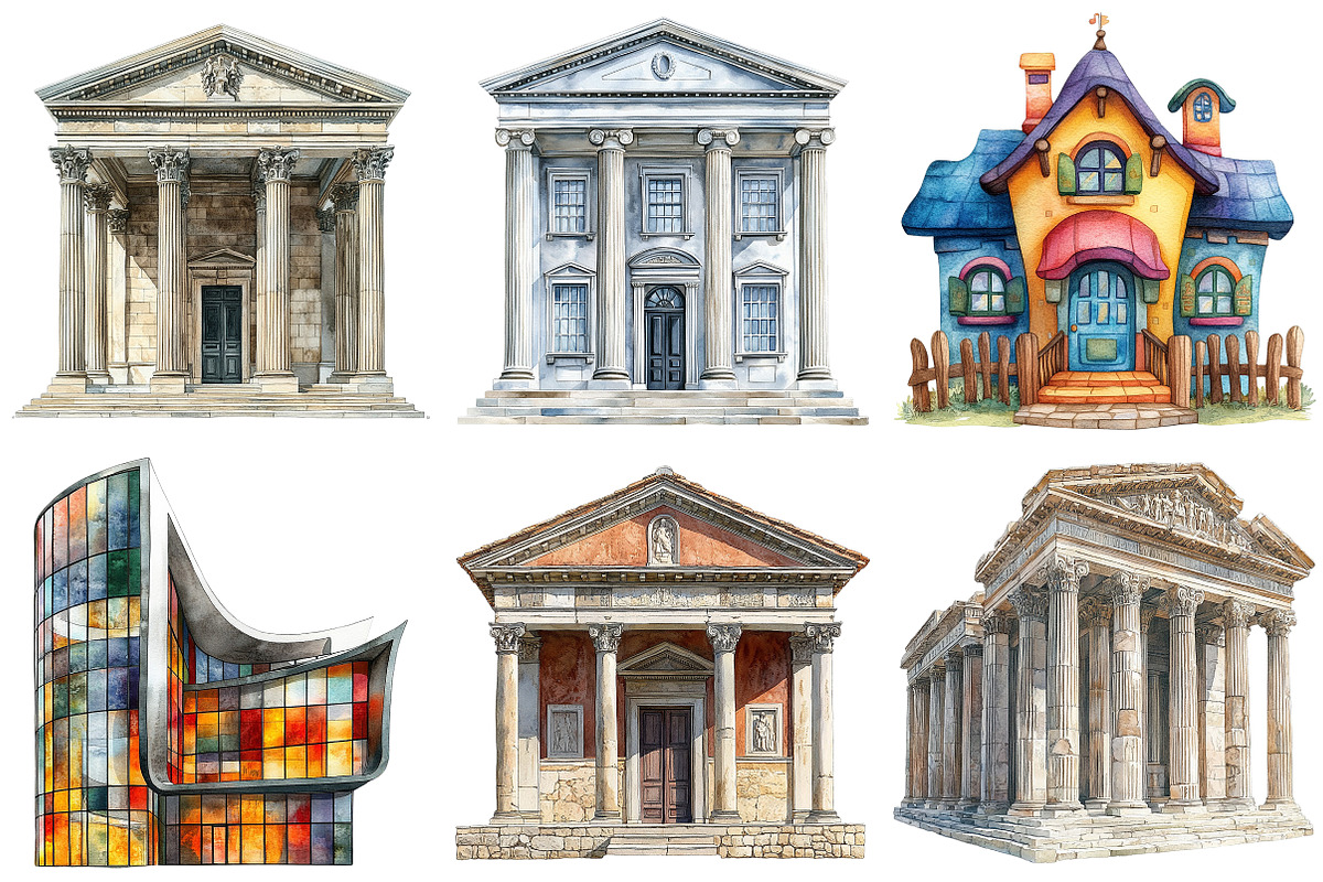 Museum Watercolor Clipart, an Illustration by Craft Nest (Photo 6 of 8)