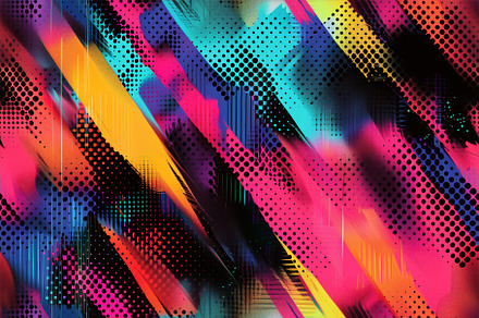 Seamless vibrant abstract halftone glitch background featuring bold colors like, a Background Graphic by Textures & Backgrounds