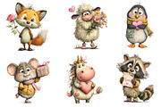 Valentine Whimsical Animals Clipart, an Illustration by Dream Creation (Thumbnail 6 of 7)