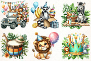 Cute Safari Party Animal Watercolor, an Illustration by Pixels.Craft (Thumbnail 2 of 7)