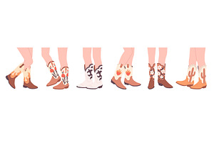 Cowboy girl legs in boots. Cowgirl, an Illustration by LadadikArt