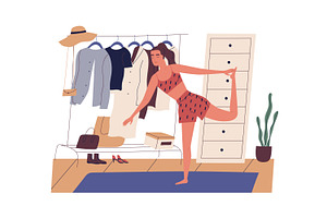 Woman doing yoga at home, a Sport Illustration by Good Studio