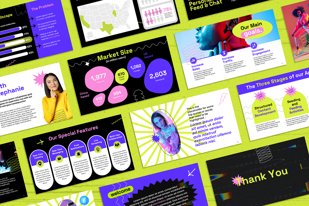 Glitch Gaze Pitch Deck Template, a Presentation Template by theBrandLab.io (Photo 2 of 7)