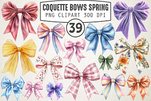 Coquette Bows Spring Clipart Bundle, an Illustration by RobertsArt