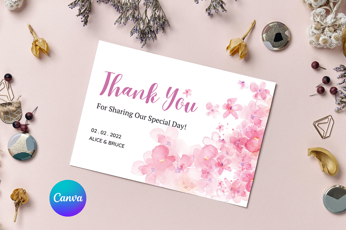 Wedding Thankyou Cards 5 in 1 Bundle, an Invitation Template by Visual Designs (Photo 3 of 5)